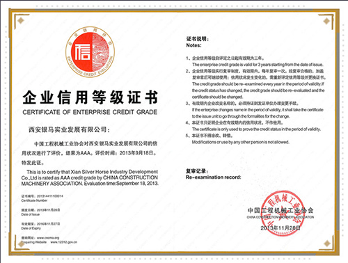 銀馬磚機公司榮獲AAA信用等級證書