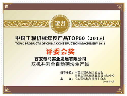 雙機并列全自動砌塊機生產線榮獲TOP50獎